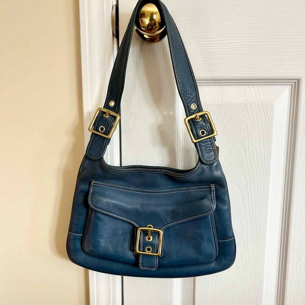 Coach Denim Blue Leather Shoulder Bag